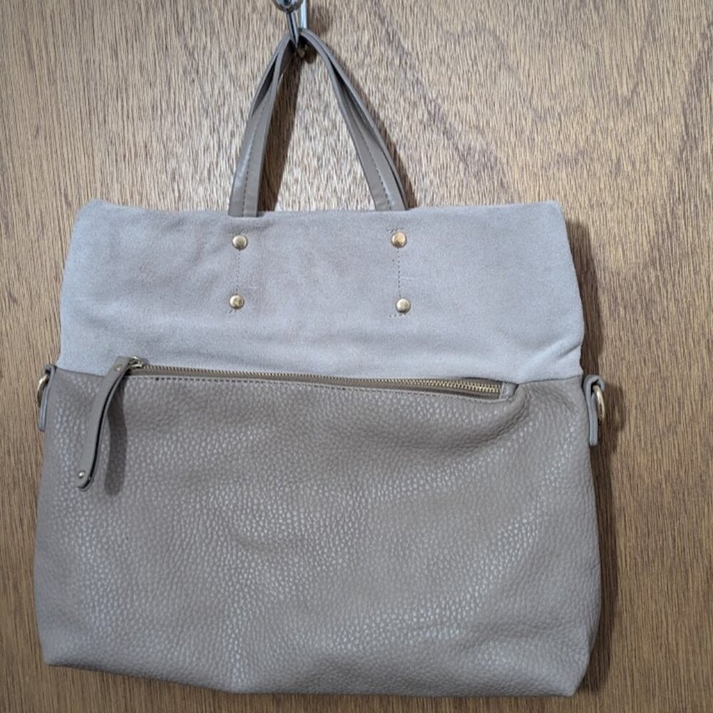 Shiraleah faux suede pebble purse tote beige